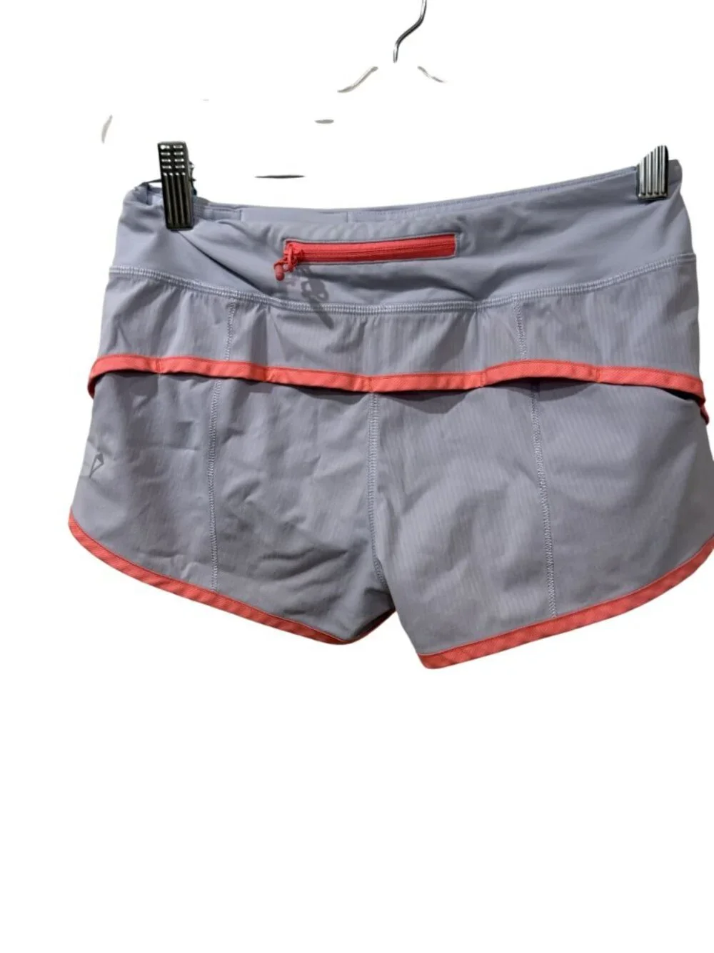 Lululemon Ivivva Gray & Coral Athletic Shorts With Back Zip Pocket Youth Size 12